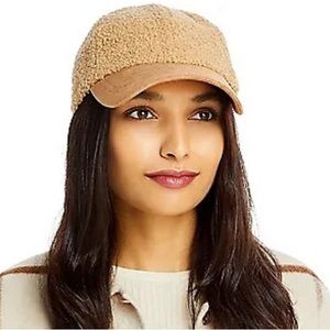 BRAND NEW w/ tags AQUA Women's Sherpa & Faux Suede Cap (O/S, Tan)
